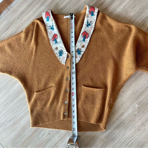 Japanese brand embroidered and beaded collar knit cardigan russet color Size S - Picture 11 of 13